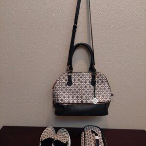 Iman purrse with matching makeup bag and sneakers